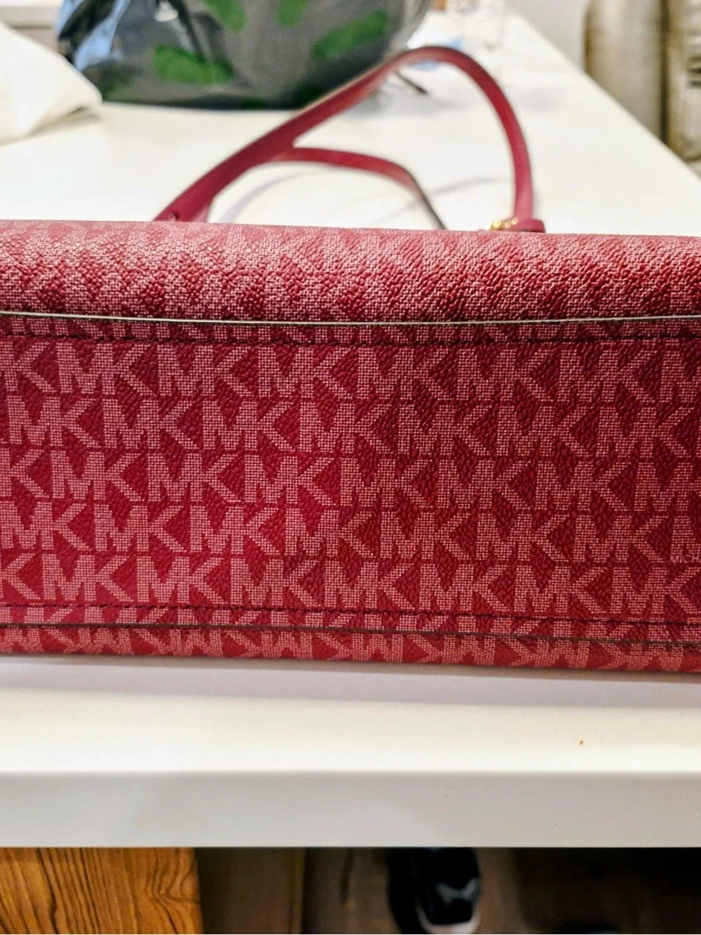 Michael Kors Pink/Red Signature MK Tote with Gold Hardware